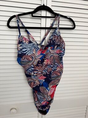 Multicolor Paisley & Floral One-Piece Swimsuit Size XL